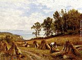 Alfred Glendening In The Cornfields, Near Luccombe, Isle Of Wight painting